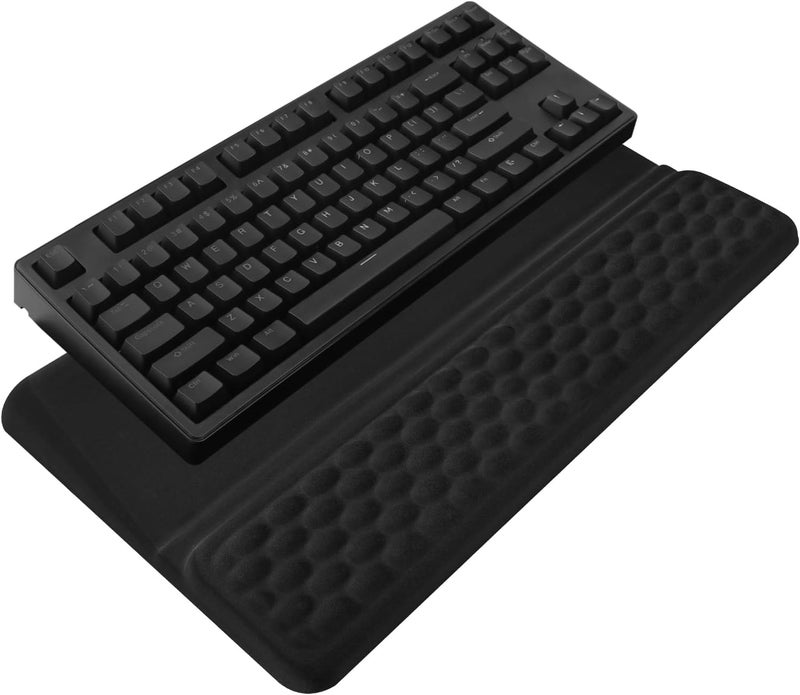 KEPUTAIER Computer Keyboard Stand with Wrist Rest, Ergonomic Tilted Keyboard Holder - Keyboard Riser with Wrist Pad - Keyboard Tray Support for Office Home - Black - Image 1